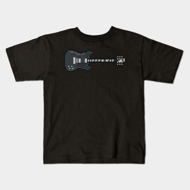 Pixel Black Foo Guitar Kids T-Shirt by gkillerb